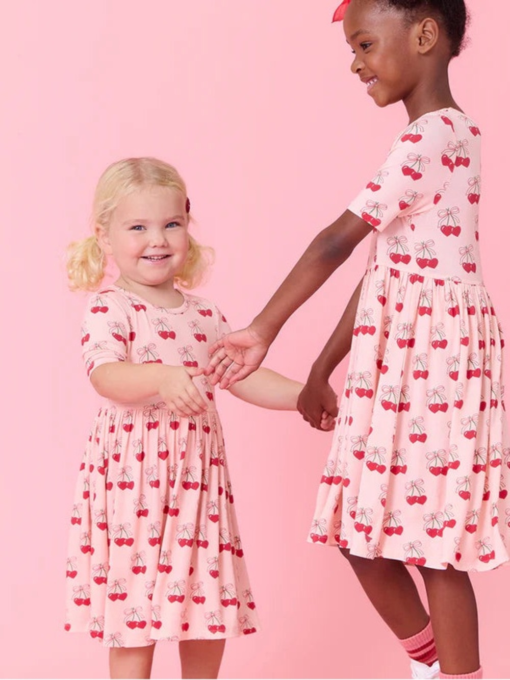 Pink Chicken Bamboo Steph Dress - Cherry Hearts  sz 8